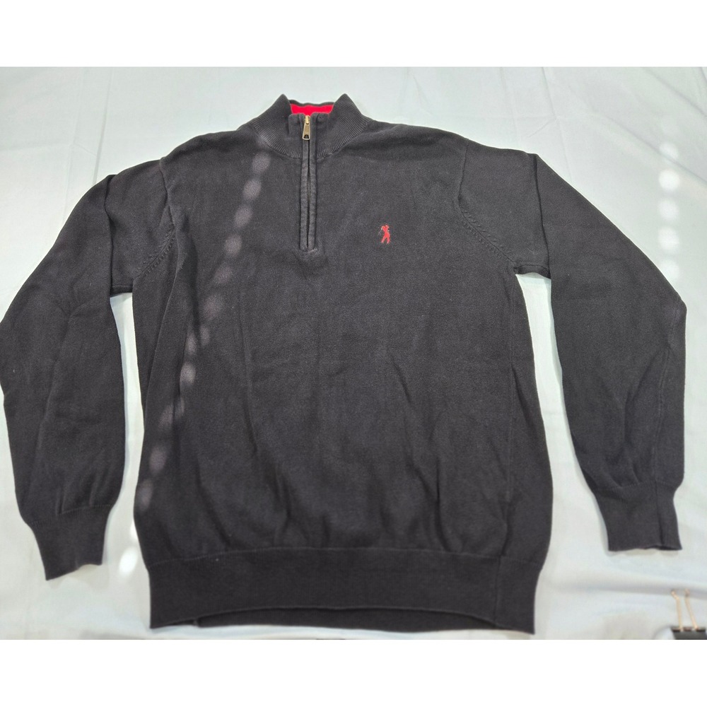 Bobby Jones Mens Quarter Zip Cotton Sweater Navy Blue Golf Pullover Size M
